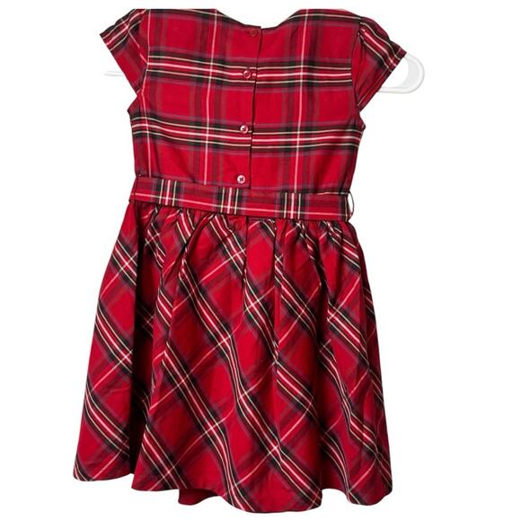 Carter's Girl's Holiday Print Short Sleeve Tie Belt Button Back Dress Sz 5  5 A - Picture 11 of 13